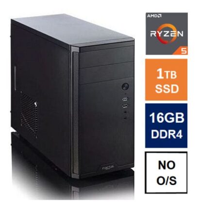 01042024660b2b8255f7a Spire MATX Tower PC, Fractal Core 1100 Case, Ryzen 5 5600G, 16GB 3200MHz, 1TB SSD, Bequiet 550W, No Optical, KB & Mouse, No Operating System - Black Antler