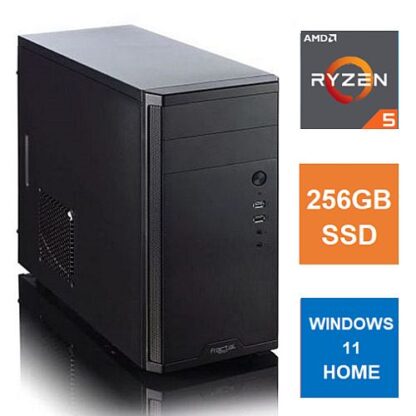 01042024660b2b8387b0b Spire MATX Tower PC, Fractal Core 1100 Case, Ryzen 5 5600G, 8GB 3200MHz, 256GB SSD, Bequiet 550W, No Optical, KB & Mouse, Windows 11 Home - Black Antler