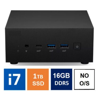 01042024660b2b86c2190 Spire Mini PC, Asus PN64 Case, i7-12700H, 16GB DDR5, 1TB SSD, HDMI, DP, USB-C, 2.5G LAN, Wi-Fi 6E, VESA Mountable, No Operating System - Black Antler