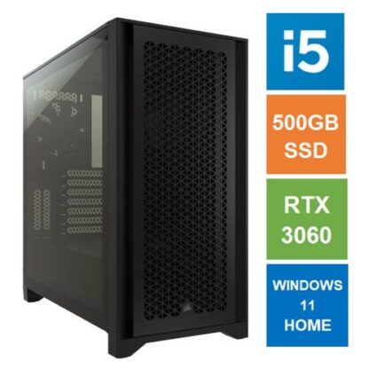 01042024660b2b877ed28 Spire ATX Gaming Tower PC, Corsair 4000D Case, i5-12600, 16GB 3200MHz, 500GB SSD, RTX3060 GPU, Wi-Fi6, 2.5G LAN, Bequiet 650W, Windows 11 Home - Black Antler