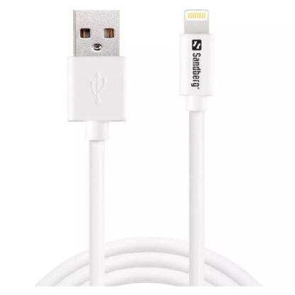 01042024660b2b8a5f29d Sandberg Charging/Data USB-A to Lightning Cable, 480Mbps, 2 Metre, White, 5 Year Warranty - Black Antler