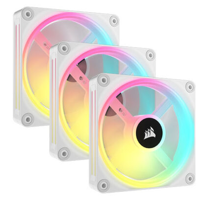01042024660b2c66d64aa Corsair iCUE LINK QX120 12cm PWM RGB Case Fans (3 Pack), 34 RGB LEDs, Magnetic Dome Bearing, 2400 RPM, iCUE LINK Hub Included, White - Black Antler