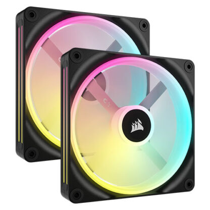 01042024660b2c67d173d Corsair iCUE LINK QX140 14cm PWM RGB Case Fans (2 Pack), 34 RGB LEDs, Magnetic Dome Bearing, 2000 RPM, iCUE LINK Hub Included, Black - Black Antler