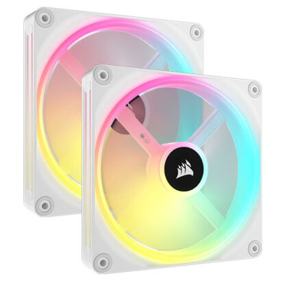 01042024660b2c9a4ef2e Corsair iCUE LINK QX140 14cm PWM RGB Case Fans (2 Pack), 34 RGB LEDs, Magnetic Dome Bearing, 2000 RPM, iCUE LINK Hub Included, White - Black Antler