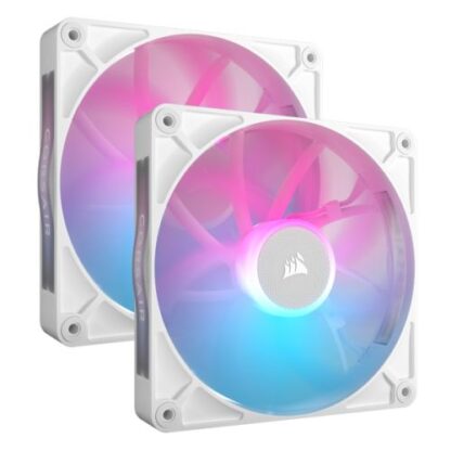 01042024660b2c9fa34c9 Corsair iCUE LINK RX140 RGB 14cm PWM Case Fans (2 Pack), 8 ARGB LEDs, Magnetic Dome Bearing, 1700 RPM, iCUE LINK Hub Included, White - Black Antler