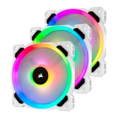 01042024660b2ca4531c7 Corsair LL120 12cm PWM RGB Case Fans x3, 16 LED RGB Dual Light Loop, Hydraulic Bearing, White, Lighting Node PRO Kit Included - Black Antler