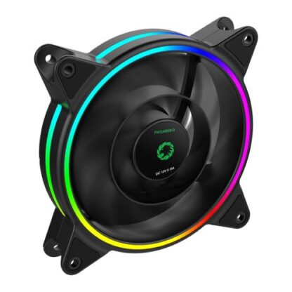 01042024660b2d164a623 GameMax Razor 12cm PWM Rainbow ARGB Dual Ring Case Fan, Hydro Bearing, 24 LEDs, Anti-Vibration, Up to 1200 RPM - Black Antler