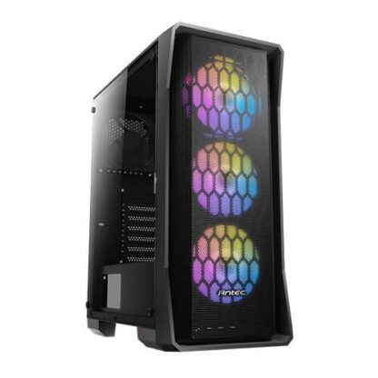 01042024660b2d560b2f0 Antec NX360 Gaming Case w/ Glass Window, ATX, 4 Fans (3 Front ARGB), LED Control Button, Mesh Front - Black Antler