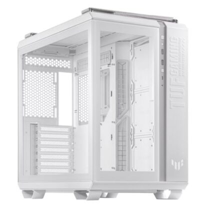 01042024660b2dcc44b9f Asus TUF Gaming GT502 Case w/ Front & Side Glass Window, ATX, Dual Chamber, Modular Design, LED Control Button, USB-C, Carry Handles, White - Black Antler