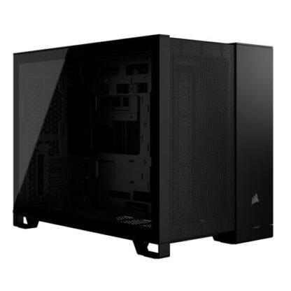 01042024660b2e036ce02 Corsair 2500D Airflow Dual Chamber Gaming Case w/ Glass Window, Micro ATX, Fully Mesh Panelling, USB-C, Asus BTF Compatible, Black - Black Antler