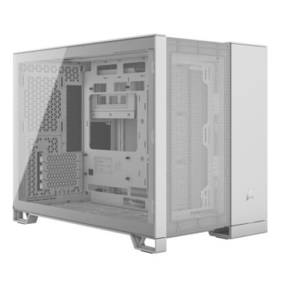 01042024660b2e03bbaf5 Corsair 2500D Airflow Dual Chamber Gaming Case w/ Glass Window, Micro ATX, Fully Mesh Panelling, USB-C, Asus BTF Compatible, White - Black Antler