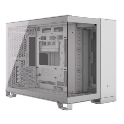 01042024660b2e046237b Corsair 2500X Dual Chamber Gaming Case w/ Glass Side & Front, Micro ATX, Mesh Panels, USB-C, Asus BTF Compatible, White - Black Antler