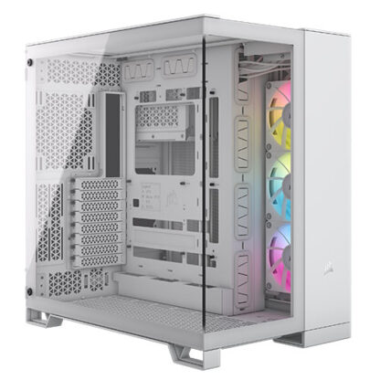 01042024660b2e0a41897 Corsair 6500X RGB iCUE Link Dual Chamber Gaming Case w/ Glass Side & Front, ATX, 3x RGB Fans, Mesh Panels, USB-C, Asus BTF Compatible, White - Black Antler