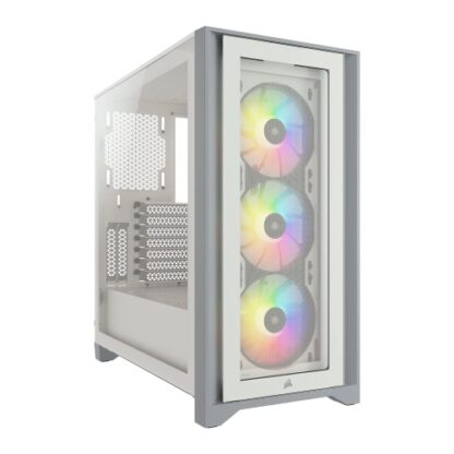 01042024660b2e7a54d8d Corsair iCUE 4000X RGB Gaming Case w/ Tempered Glass Window, E-ATX, 3 x AirGuide RGB Fans, Lighting Node CORE included, USB-C, White - Black Antler