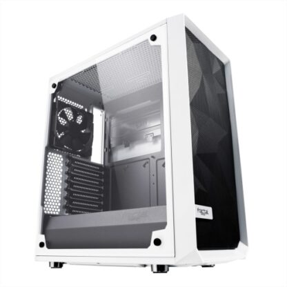 01042024660b2f790b215 Fractal Design Meshify C (White TG) Gaming Case w/ Clear Glass Window, ATX, Angular Mesh Front, High-airflow, 2 x 12cm Fans, White - Black Antler