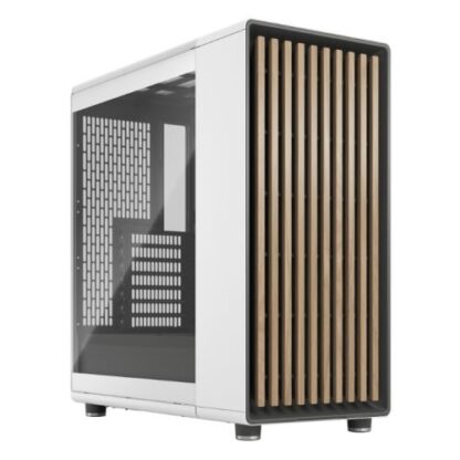 01042024660b2f7ab6487 Fractal Design North Chalk White (TG Clear) Case w/ Clear Glass Window, ATX, 2 Fans, USB-C, Oak Front - Black Antler