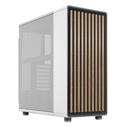 01042024660b2f7b1014b Fractal Design North Chalk White (White Solid) Case, ATX, Fine Mesh Side, 2 Fans, USB-C, Oak Front - Black Antler