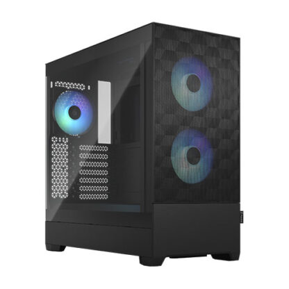 01042024660b2fa777e89 Fractal Design Pop Air RGB (Black TG) Gaming Case w/ Clear Glass Window, ATX, Hexagonal Mesh Front, 3 RGB Fans & ARGB Controller - Black Antler