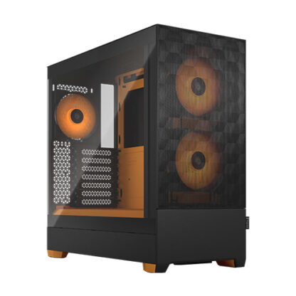 01042024660b2fa8c9b70 Fractal Design Pop Air RGB (Orange Core TG) Gaming Case w/ Clear Glass Window, ATX, Hexagonal Mesh Front, Orange Interior/Accents, 3 RGB Fans & ARGB Controller - Black Antler