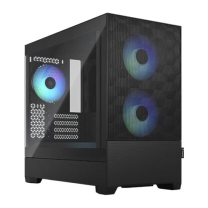 01042024660b2fa9760d7 Fractal Design Pop Mini Air RGB (Black TG) Gaming Case w/ Clear Glass Window, Micro ATX, Hexagonal Mesh Front, 3 RGB Fans & ARGB Controller - Black Antler