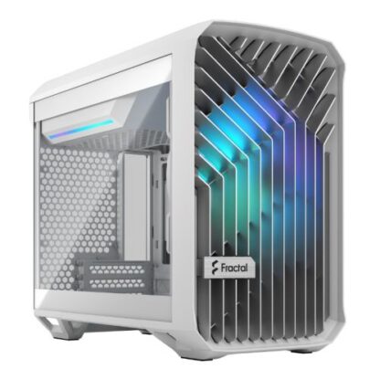 01042024660b30690442f Fractal Design Torrent Nano (Light TG RGB White) Case w/ Light Tint Glass Window, Mini ITX, 1 RGB Fan, ATX PSU & 335mm GPU Support, 280mm Watercooling, RGB Strip, Front Grille, USB-C - Black Antler