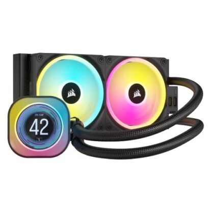 01042024660b317e1f59c Corsair H100i iCUE LINK LCD 240mm RGB Liquid CPU Cooler, QX120 RGB Fans, Personalised LCD Screen, iCUE LINK Hub Included, Black - Black Antler