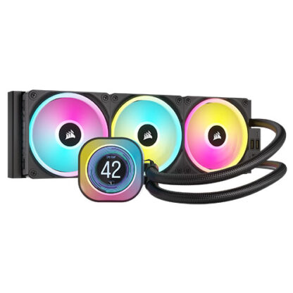 01042024660b317fc0838 Corsair H150i iCUE LINK LCD 360mm RGB Liquid CPU Cooler, QX120 RGB Fans, Personalised LCD Screen, iCUE LINK Hub Included, Black - Black Antler