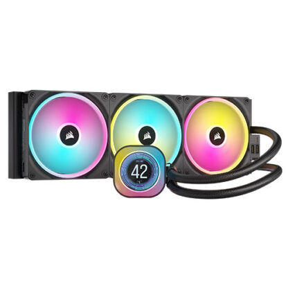 01042024660b3180c4deb Corsair H170i iCUE LINK LCD 420mm RGB Liquid CPU Cooler, QX140 RGB Fans, Personalised LCD Screen, iCUE LINK Hub Included, Black - Black Antler