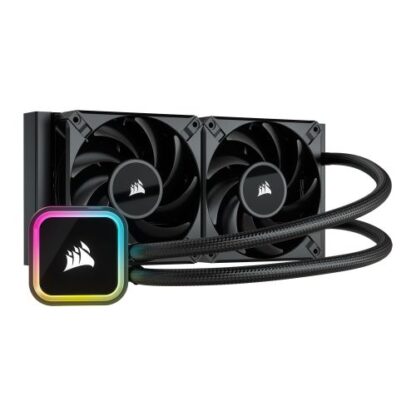 01042024660b31826a59d Corsair iCUE H100i RGB ELITE 240mm Liquid CPU Cooler, RGB Pump Head, 2 x 12cm AF ELITE PWM Fans - Black Antler