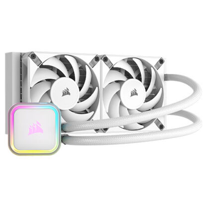 01042024660b3182bc5a9 Corsair iCUE H100i RGB ELITE 240mm Liquid CPU Cooler, RGB Pump Head, 2 x 12cm AF ELITE PWM Fans, White - Black Antler