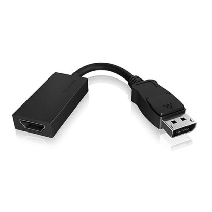 01042024660b3198ef283 Icy Box DisplayPort 1.2 Male to HDMI Female Converter Cable, 16.5cm, Black - Black Antler