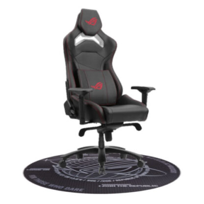 01042024660b320186e98 Asus ROG Chariot Core Gaming Chair, Steel Frame, PU Leather, Memory-Foam Lumbar, 4D Armrests, 145° Recline *FREE ROG Cosmic Polyester Floor Mat* - Black Antler