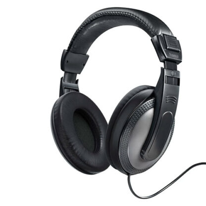 01042024660b36b37ab4c Hama ShellTV Headphones, 3.5 mm Jack (6.35mm Adapter), 40mm Drivers, 2m Cable, Padded Headband, Black/Dark Grey - Black Antler