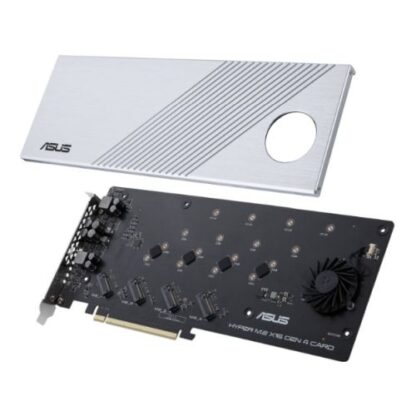 01042024660b373894656 Asus Hyper M.2 x16 Gen 4 Card (PCIe 4.0/3.0), Supports four NVMe M.2 Devices & PCIe 4.0 NVMe RAID and Intel RAID-on-CPU - Black Antler