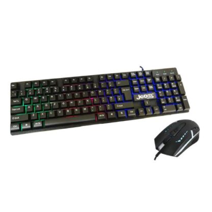 01042024660b3c8d5e665 Jedel GK100 RGB Gaming Desktop Kit, Backlit Membrane RGB Keyboard & 800-1600 DPI LED Mouse, Black - Black Antler