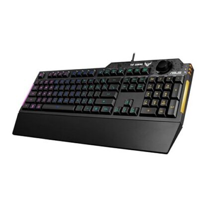 01042024660b3d22783d3 Asus TUF GAMING K1 RGB Keyboard with Volume Knob, 19-key Rollover, Side Light Bar & Armoury Crate, Spill Resistant, Detachable Wrist Rest - Black Antler