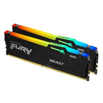 01042024660b3f2a54356 Kingston Fury Beast RGB 16GB Kit (2 x 8GB), DDR5, 6000MHz (PC5-48000), CL40, 1.35V, ECC, XMP 3.0, PMIC, DIMM Memory - Black Antler