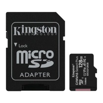 01042024660b40272e82b Kingston 128GB Canvas Select Plus Micro SDXC Card with SD Adapter, UHS-I Class 10, U1, A1 App Performance, 100MB/s - Black Antler