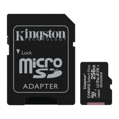 01042024660b402795c73 Kingston 256GB Canvas Select Plus Micro SDXC Card with SD Adapter, UHS-I Class 10, U3, A1 App Performance, 100MB/s - Black Antler