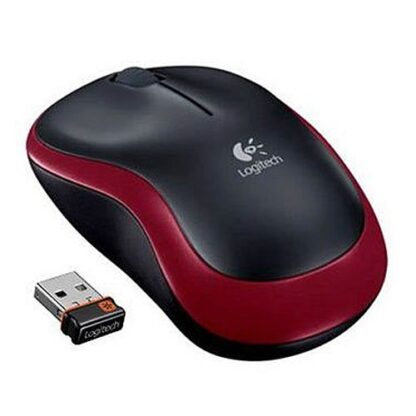 01042024660b40af00f5d Logitech M185 Wireless Notebook Mouse, USB Nano Receiver, Black/Red - Black Antler