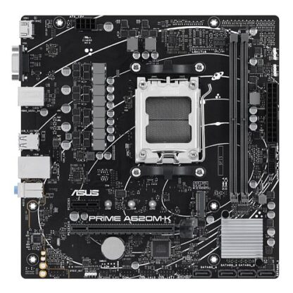 01042024660b43e1908b9 Asus PRIME A620M-K, AMD A620, AM5, Micro ATX, 2 DDR5, VGA, HDMI, GB LAN, PCIe4, 1x M.2 - Black Antler