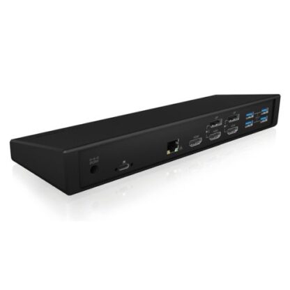 01042024660b4581000cb Icy Box (IB-DK2244AC) USB-A/C 14-in-1 Docking Station w/ PD 60W - 1x USB-C, 5x USB-A, 3x HDMI, 2x DP, RJ45, Audio In/Out - Black Antler