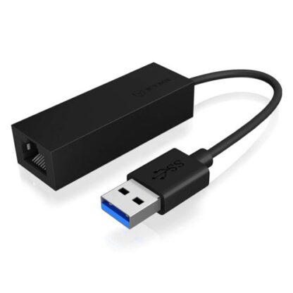 01042024660b4584428ac Icy Box USB 3.0 Type-A to Gigabit Ethernet Adapter, EMI Shielding - Black Antler