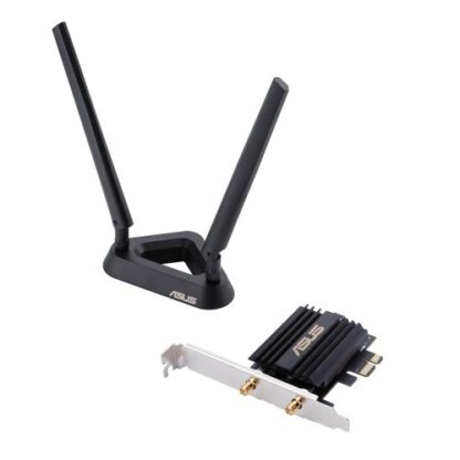 01042024660b45fbbc0cb Asus (PCE-AX58BT) AX3000 (574+2402) Wireless Dual Band PCI Express Wi-Fi 6 Adapter, Bluetooth 5.0, WPA3, OFDMA & MU-MIMO, External Base - Black Antler