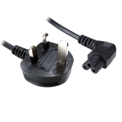 01042024660b46450b7fe Jedel UK Power Lead, Cloverleaf, Moulded Plug, Right Angle Connector, 1 Metre - Black Antler