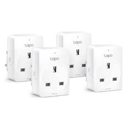 02042024660b57254b409 TP-LINK (TAPO P110 4-Pack) Mini Smart Wi-Fi Socket, Remote Access, Scheduling, Away Mode, Voice Control, Energy Monitoring - Black Antler