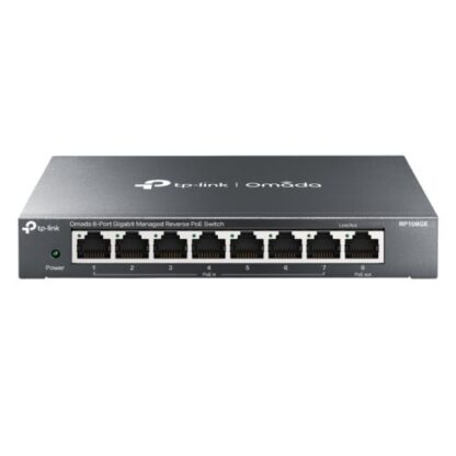 02042024660b5a479cfb7 TP-LINK (TL-RP108GE) 8-Port Gigabit Managed Reverse PoE Switch, 7 PoE Input & 1 PoE Output, DC Output, Metal Casing - Black Antler