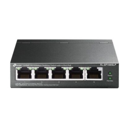 02042024660b5a488333d TP-LINK (TL-SF1005LP) 5-Port 10/100 Unmanaged Desktop Switch, 4-Port PoE, Intelligent Power, Steel Case - Black Antler