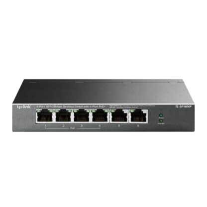 02042024660b5a4969af7 TP-LINK (TL-SF1006P) 6-Port 10/100 Unmanaged Desktop Switch, 4 Port PoE+, Steel Case - Black Antler