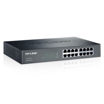 02042024660b5a51dd0c2 TP-LINK (TL-SG1016D) 16-Port Gigabit Unmanaged Desktop/Rackmount Switch, Steel Case - Black Antler